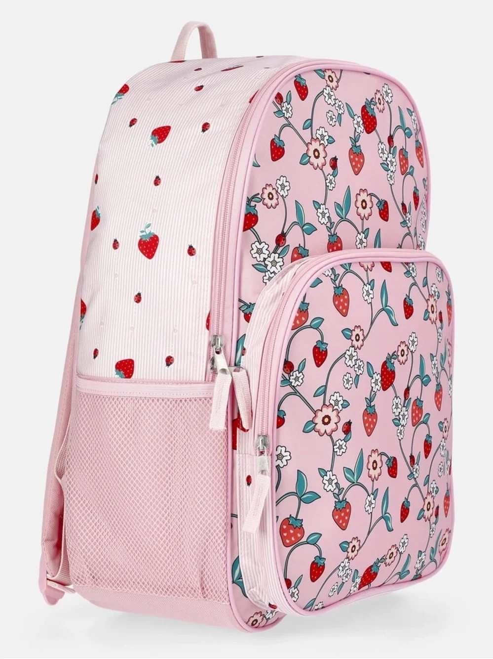 Kids Pink Strawberry Floral Backpack School Bag W